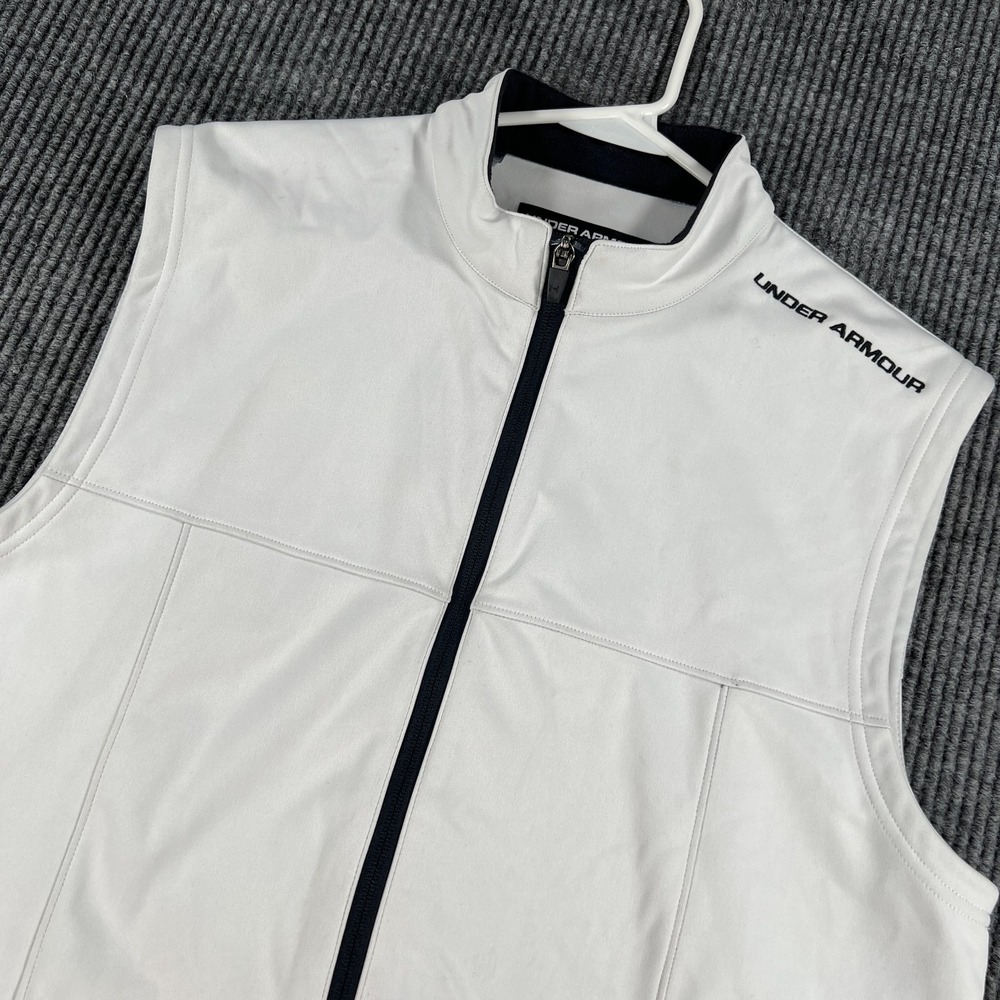 Under Armour Storm Jacket Mens Medium White Sleeveless Full Zip Golf Outdoor
